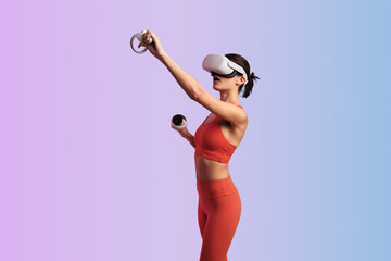 Woman playing in VR headset © kegfire