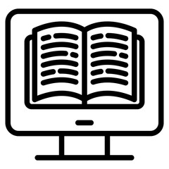 online learning icon, computer and book