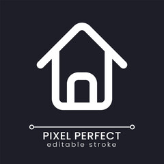 Home page pixel perfect white linear ui icon for dark theme. Main web page. Website navigation. Vector line pictogram. Isolated user interface symbol for night mode. Editable stroke. Poppins font used