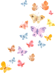 watercolor flying colorful butterflies. painting sketch of moths © Aloksa