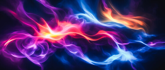 An explosion of colors with swirling trails of smoke. Generative AI.