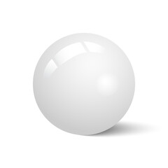 Realistic White Glossy Marble Sphere Ball Isolated Vector Illustration