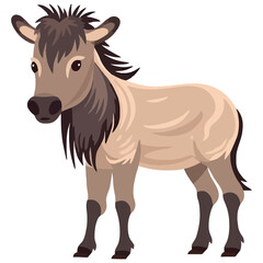 Obraz premium Playful Savannah Wanderer: Cute Wildebeest in a Charming 2D Illustration