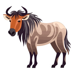Obraz premium Playful Savannah Wanderer: Cute Wildebeest in a Charming 2D Illustration