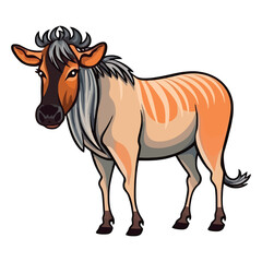 Fototapeta premium Playful Savannah Wanderer: Cute Wildebeest in a Charming 2D Illustration