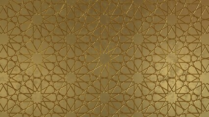 Seamless tileable gold Islamic pattern, dodecagon rosette, geometrical pattern, background, wallpaper