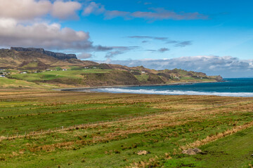 Fototapeta na wymiar Stunning panorama, view of Scottish landscape, Highlands, Scotland, Isle of Sky