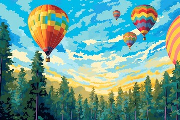 Obraz premium A collection of brightly colored hot air balloons