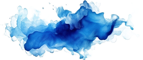 blue watercolor stain On transparent background.