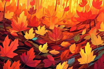 Fototapeta na wymiar A tapestry of autumn leaves wallpaper