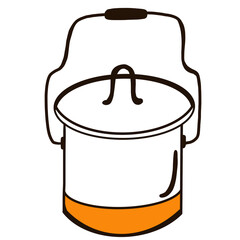 Equipment for camping and hiking. Line drawing.