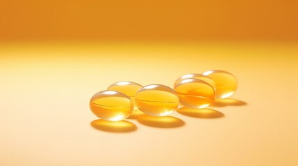 Fototapeta na wymiar A fish oil gel capsules with omega-3 and vitamin D. AI generated