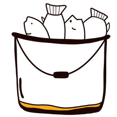 Equipment for camping and hiking. Line drawing.