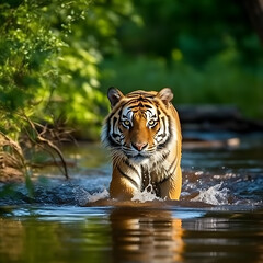 Fototapeta na wymiar tiger in the pond