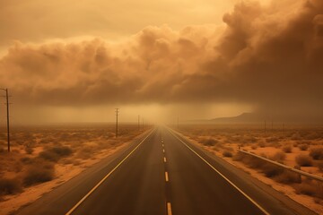 Fototapeta premium A deserted highway swirling dust storms wallpaper