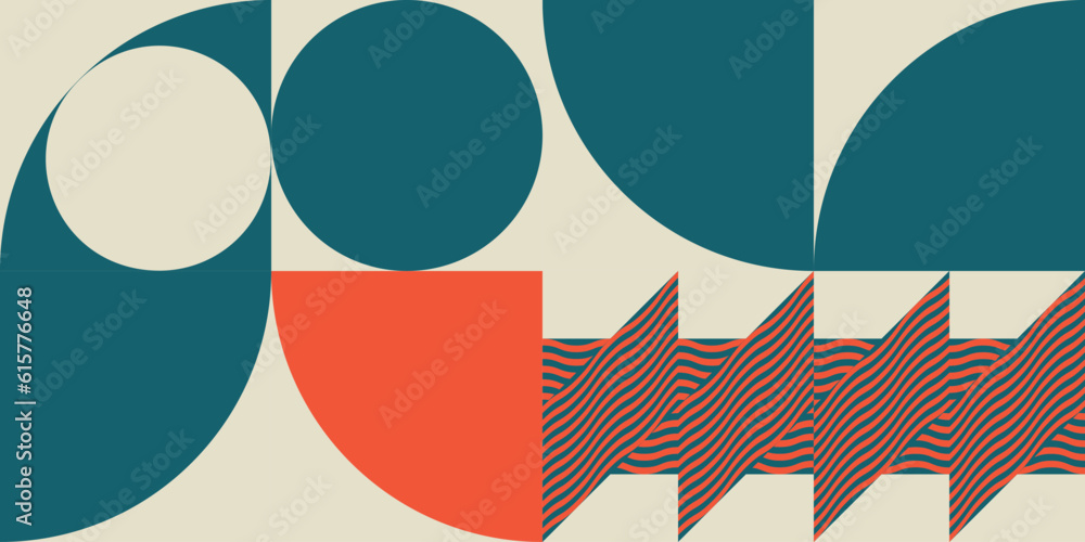 Fototapete modern abstract geometric vector seamless pattern with simple elements and shapes like circle, squar