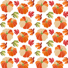 seamless pattern with painted pumpkins