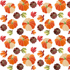 seamless pattern with painted pumpkins