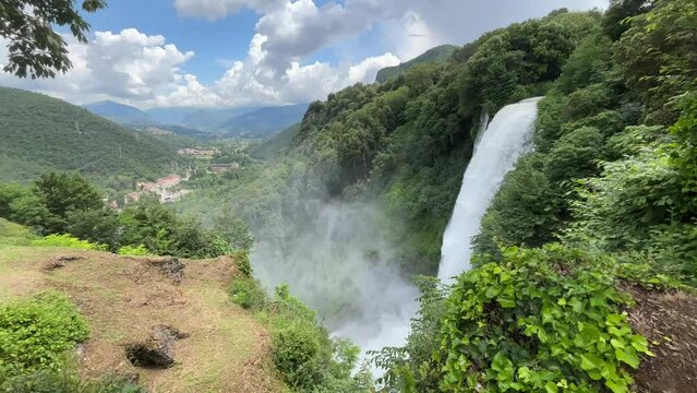 Panorama from the high pointview of Marmore falls in Umbria region, Italy