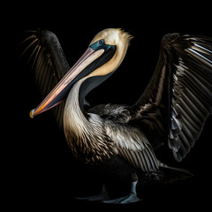 Aesthetic black golden pelican