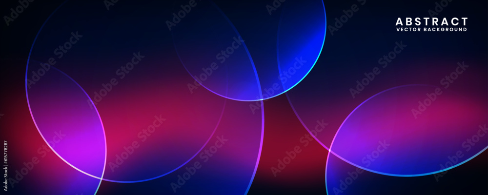 Poster 3d blue red techno abstract background overlap layer on dark space with glowing circles effect decor