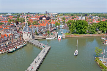 Fototapeta na wymiar Aerial from the historical city Hoorn in Noord Holland the Netherlands