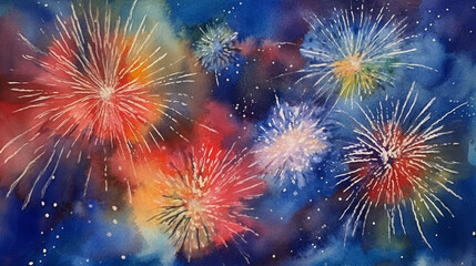 Naklejka premium 夜空に輝く花火 Generative AI