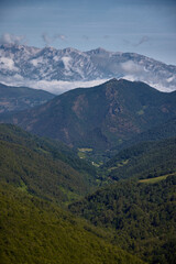 Obraz premium Valdeprado Valley and Picos de Europa. System belonging to the Cantabrian Mountains, in the regions of Asturias