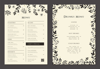Floral elegant templates. Wedding and restaurant menu. Good for banners, greeting and business cards, invitations, flyers, brochure, post in social networks, advertising, events and page cover. - 615779088