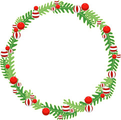 Fern leaves with Christmas balls wreath for decoration on Christmas holiday event and New year festival.