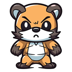 Fototapeta premium Enchanting Guardian of the Woods: Enchanting 2D Illustration of a Playful Wolverine