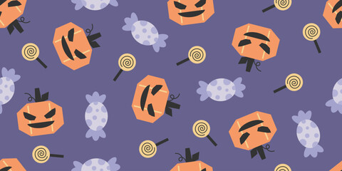 Halloween pumpkin candy doodle cartoon pattern