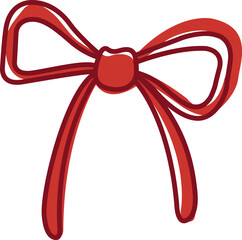 Abstract red bow doodle flat design for decoration for gift and celebration concept.