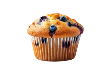 Blueberry muffin isolated on transparent background. Generative Ai - obrazy, fototapety, plakaty