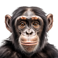 chimpanzee face shot , isolated on transparent background cutout