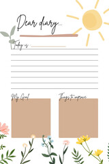 Diary planner digital printable blank template insert