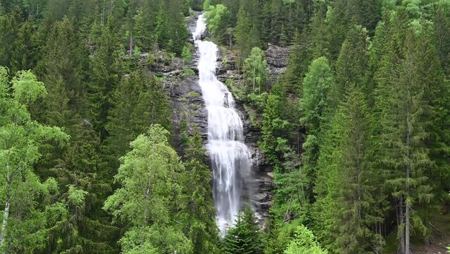 Melnikfall waterfall in the Maltatal in Carinthia Austria during a beautiful springtime day in the Alps.