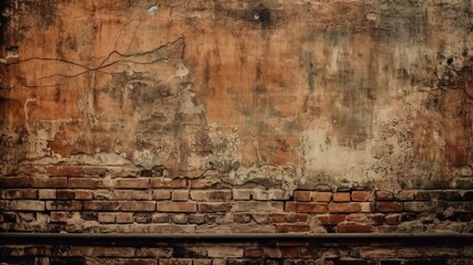 Old brown brick concreate wall industrial background. Generative AI technology.