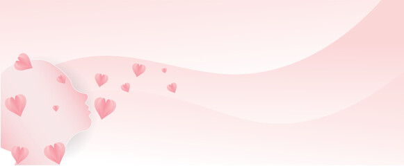 vector love background with a woman silhouette on the side