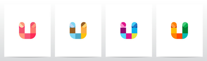 Geometric Mosaic Letter Logo Design U