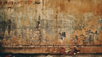 Vintage cracked rusty wall industrial background. Generative AI technology.