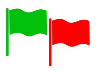 green and red waving flag icon.vector green flag and red flag