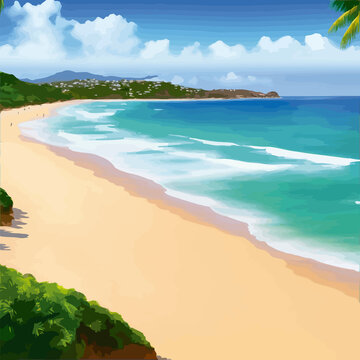 beach illustration sun clean simple tropica