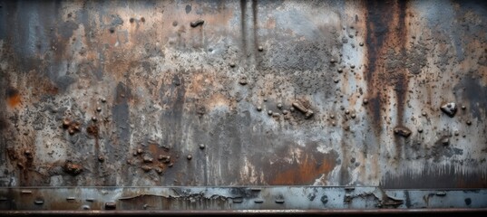 Corrosion metal plate texture background. Brown red blue scratch detail. Generative AI technology.	