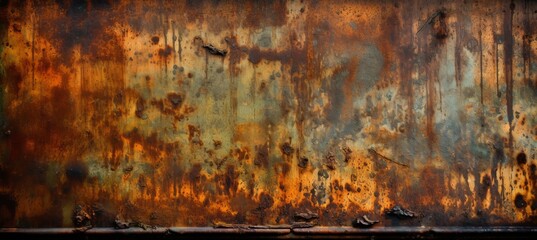 Brown rusty metal plate surface background. Generative AI technology.	