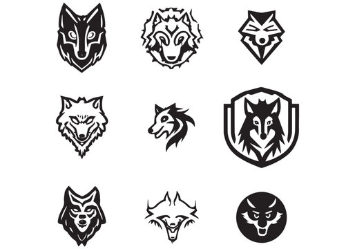  Black wolf monster minimal logo and white background.eps