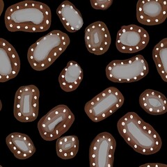 Microbe germ brown abstract black seamless pattern
