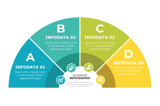 Circle Chart Infographic Template With 4 Options For Presentations, Advertising, Layouts, Annual Reports. Vector Illustration.