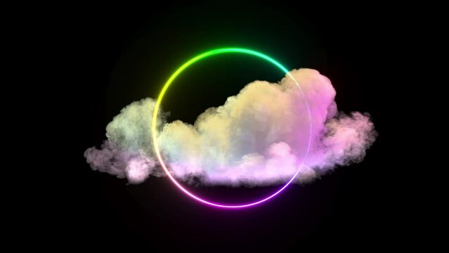 Color cloud neon circle 3d intro able to loop seamless 4k