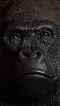 vertical video of gorilla head